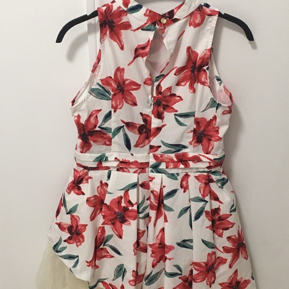 Floral Flowy Flower Pattern Casual Dress White/Red Women’s Size Small Sleeveless - Picture 2 of 3
